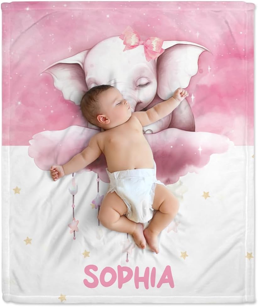 Night Elephant Baby Blanket - Personalized Blanket