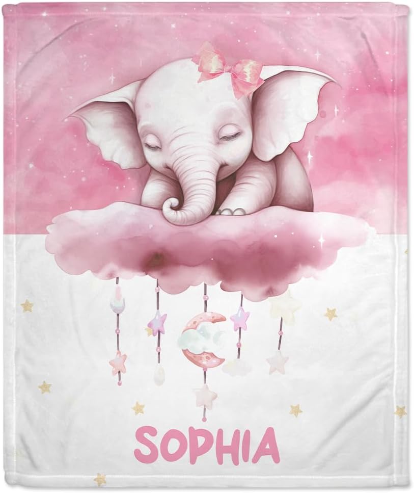 Night Elephant Baby Blanket - Personalized Blanket