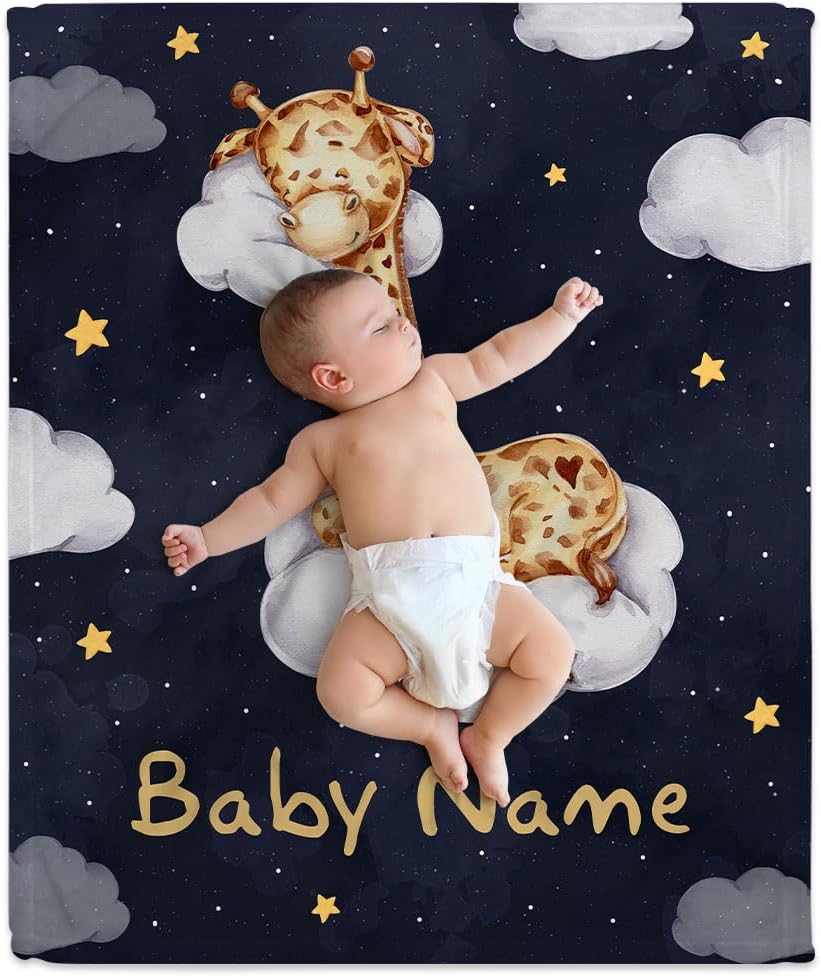 Night Giraffe Baby Blanket - Personalized Blanket