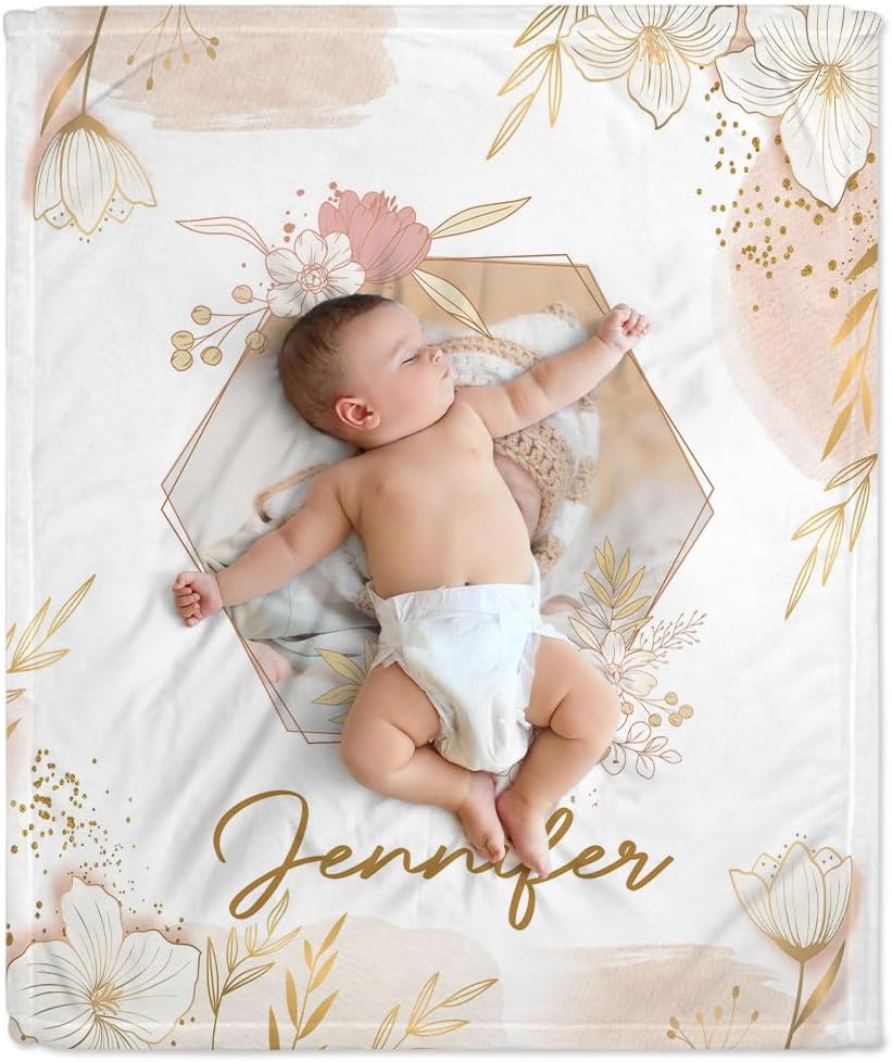 Floral Baby Blanket - Personalized Photo Blanket