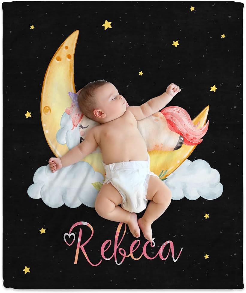 Moon Unicorn Baby Blanket - Personalized Blanket