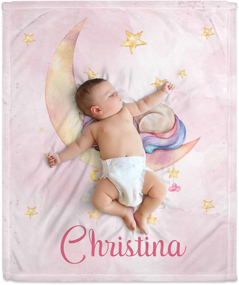 Moon Unicorn Baby Blanket - Personalized Blanket