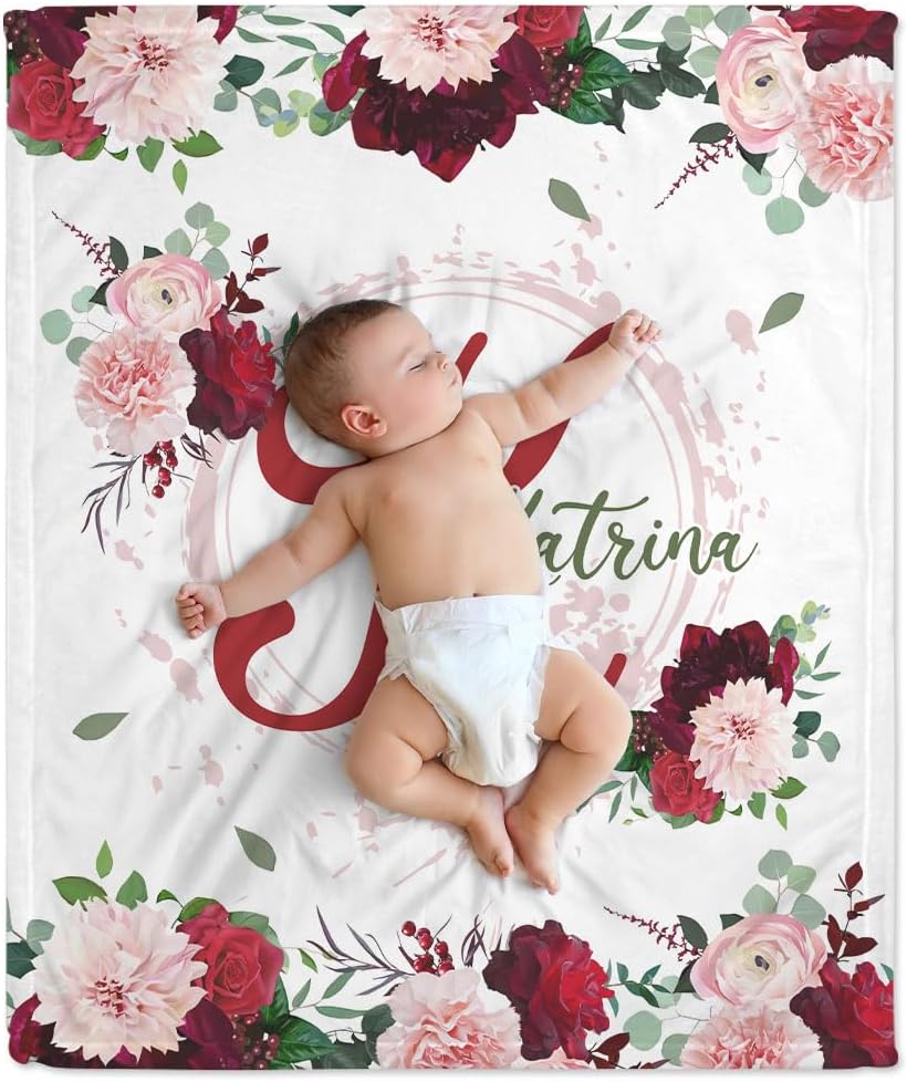 Swaddle Rose Floral Baby Blanket - Personalized Blanket