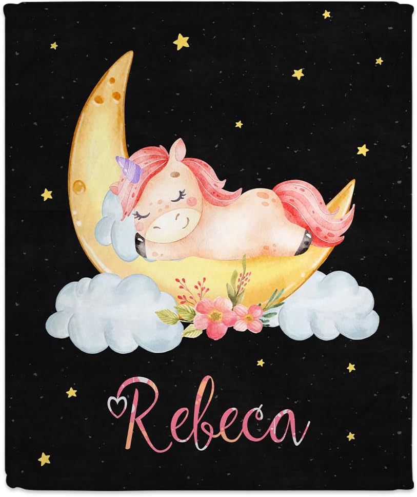 Moon Unicorn Baby Blanket - Personalized Blanket