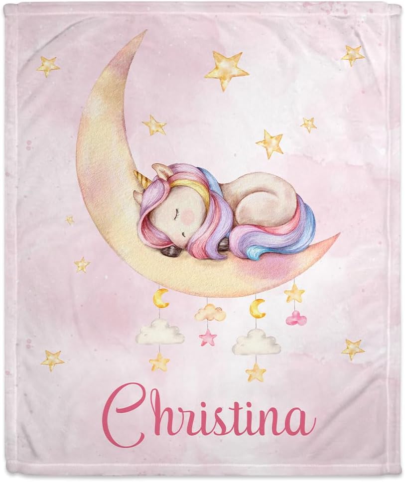 Moon Unicorn Baby Blanket - Personalized Blanket