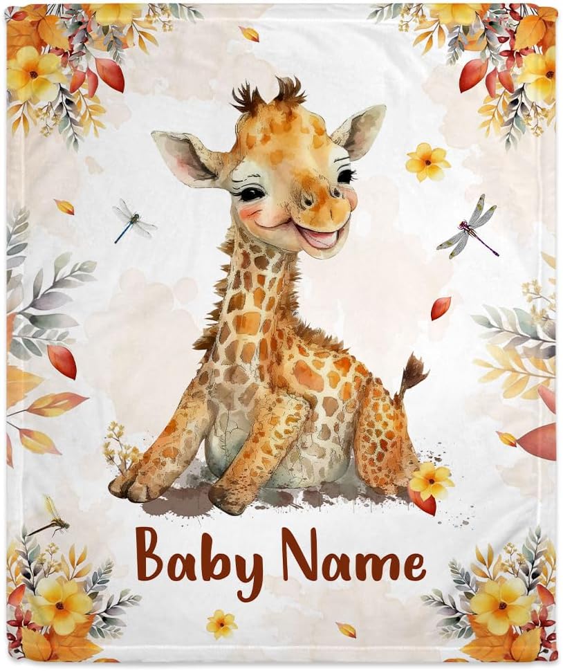 Giraffe Baby Blanket - Personalized Blanket