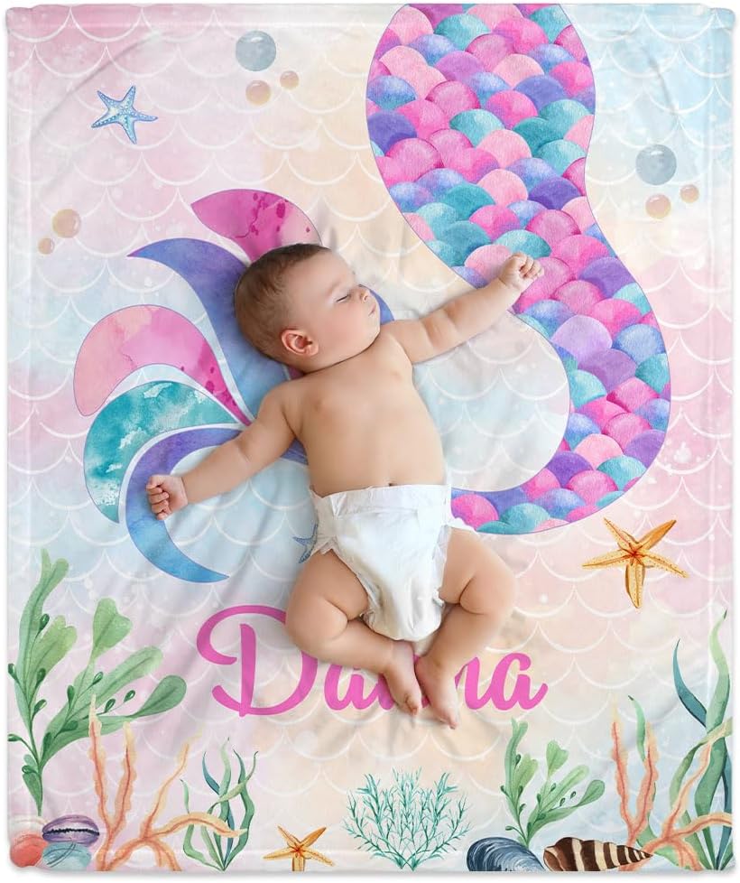 Mermaid Tail Baby Blanket - Personalized Blanket