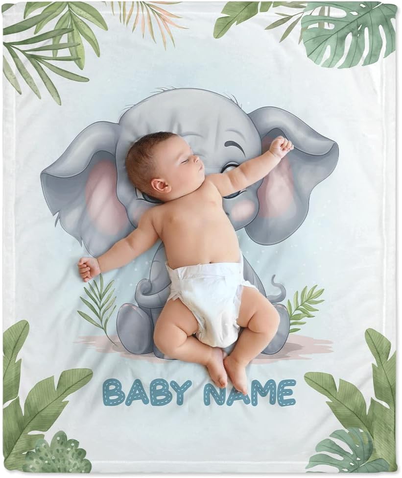 Elephant Baby Blanket - Personalized Blanket