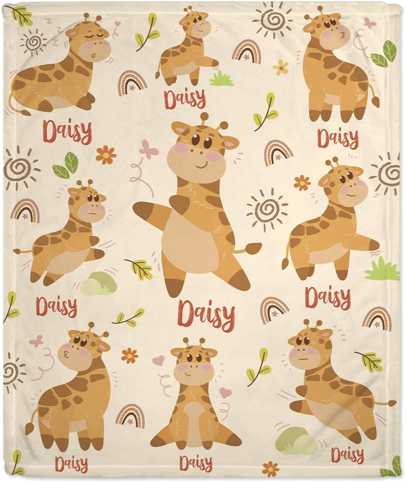 Giraffe Baby Blanket - Personalized Blanket