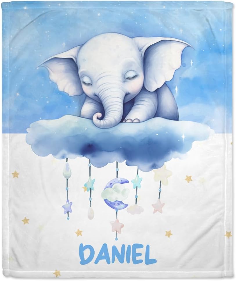 Night Elephant Baby Blanket - Personalized Blanket