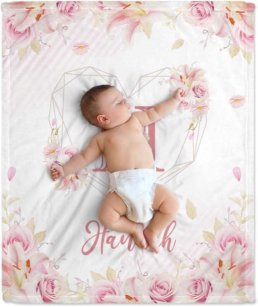 Swaddle Rose Floral Baby Blanket - Personalized Blanket