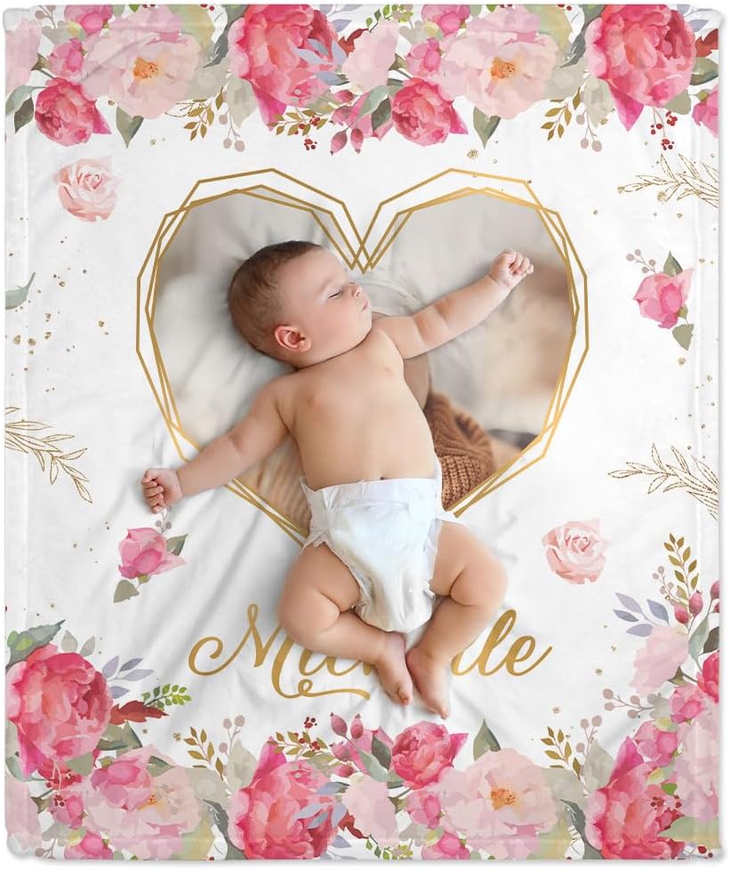 Swaddle Floral Baby Blanket - Personalized Photo Blanket