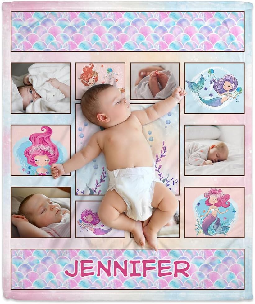 Mermaid Tail Baby Blanket - Personalized Photo Blanket