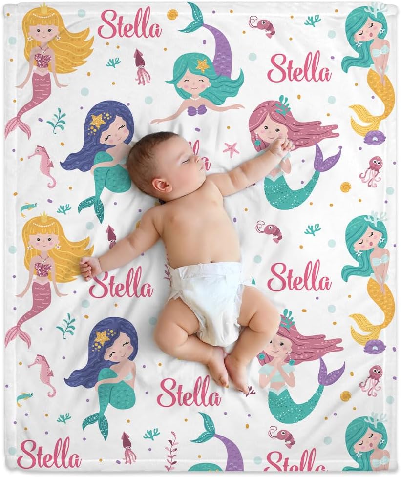 Mermaid Tail Baby Blanket - Personalized Blanket