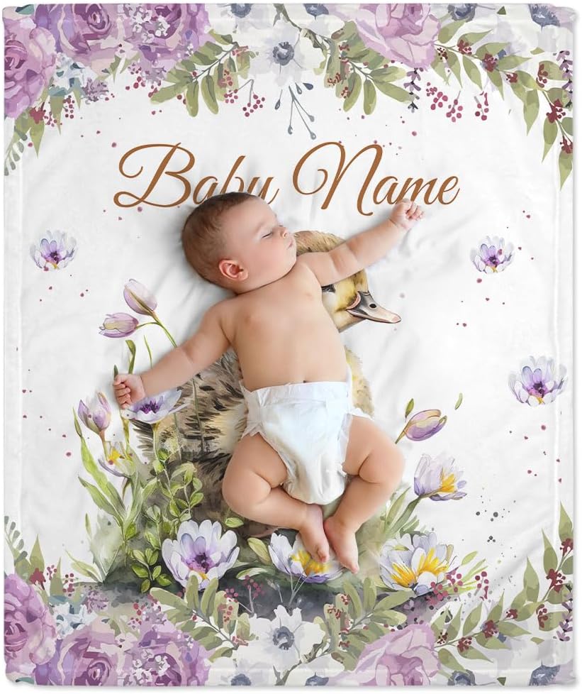 Duck Floral Baby Blanket - Personalized Blanket