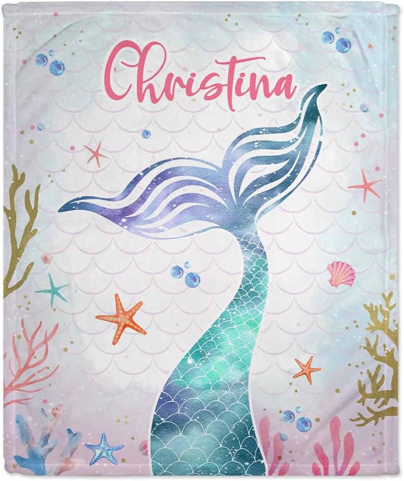 Mermaid Tail Baby Blanket - Personalized Blanket