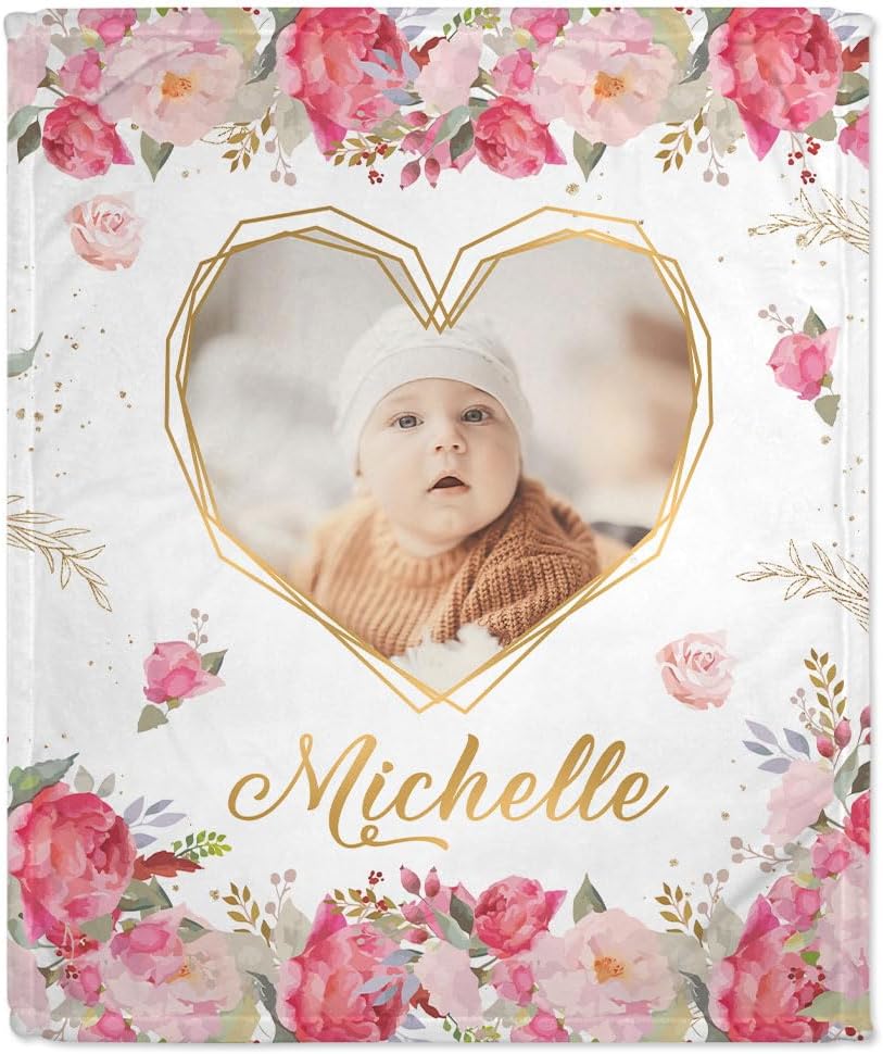 Swaddle Floral Baby Blanket - Personalized Photo Blanket