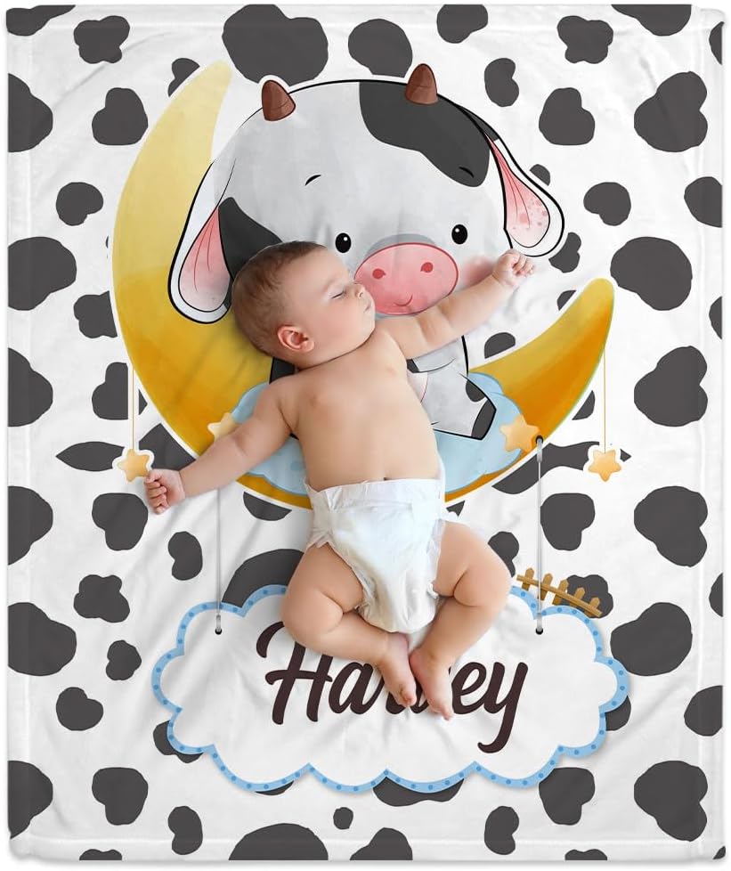 Cow Print Baby Blanket - Personalized Blanket