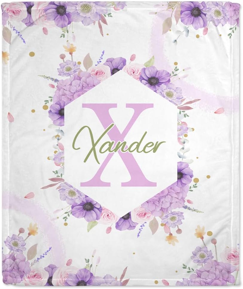 Swaddle Purple Rose Floral Baby Blanket - Personalized Blanket