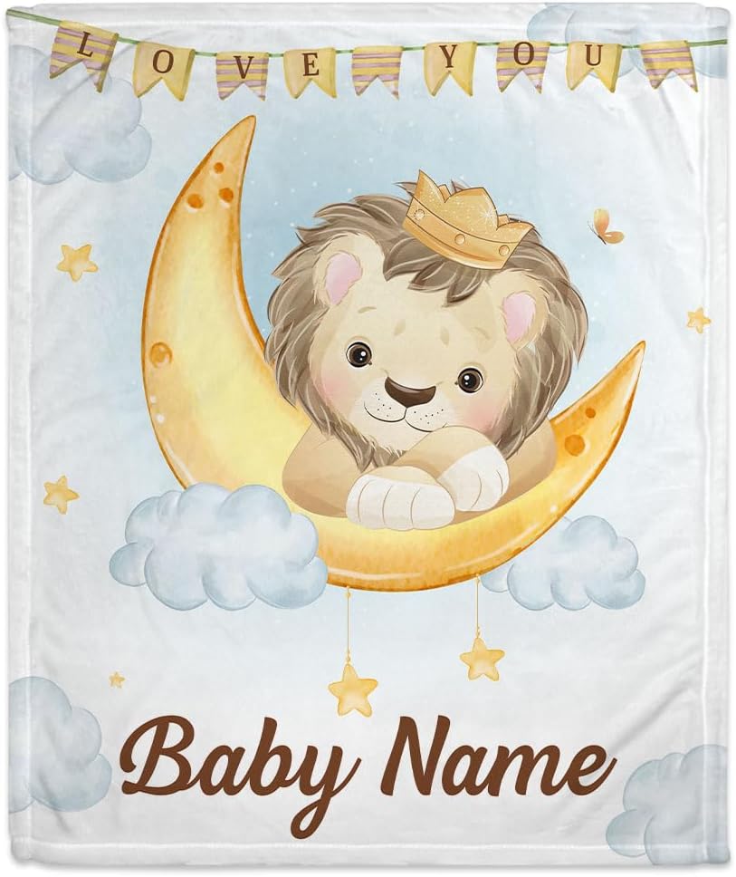 Night Lion Baby Blanket - Personalized Blanket