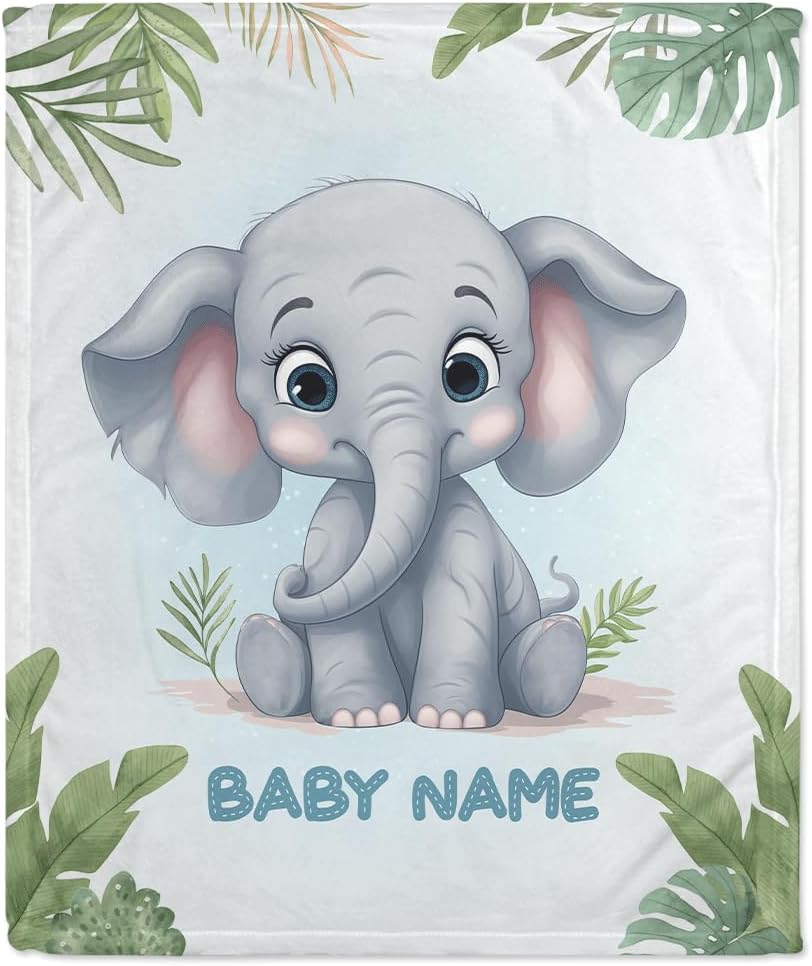 Elephant Baby Blanket - Personalized Blanket