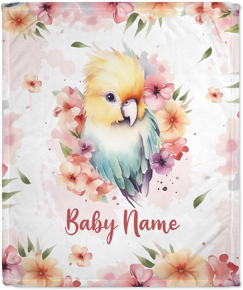 Bird Floral Baby Blanket - Personalized Blanket