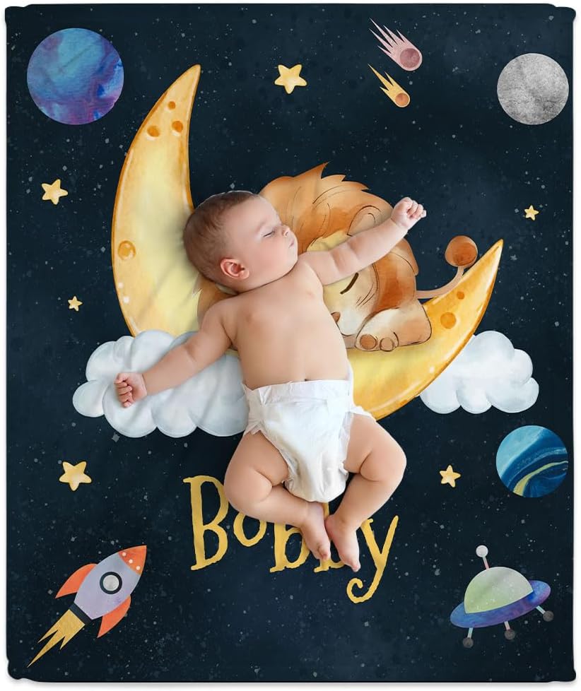 Night Lion Baby Blanket - Personalized Blanket