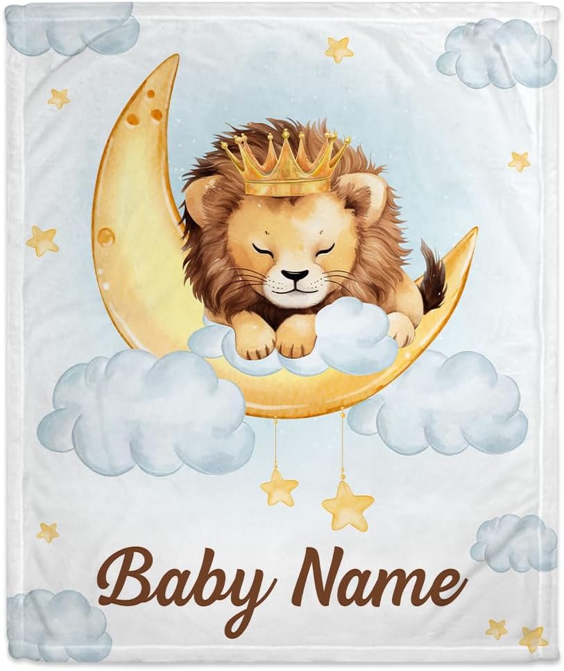 Night Lion Baby Blanket - Personalized Blanket