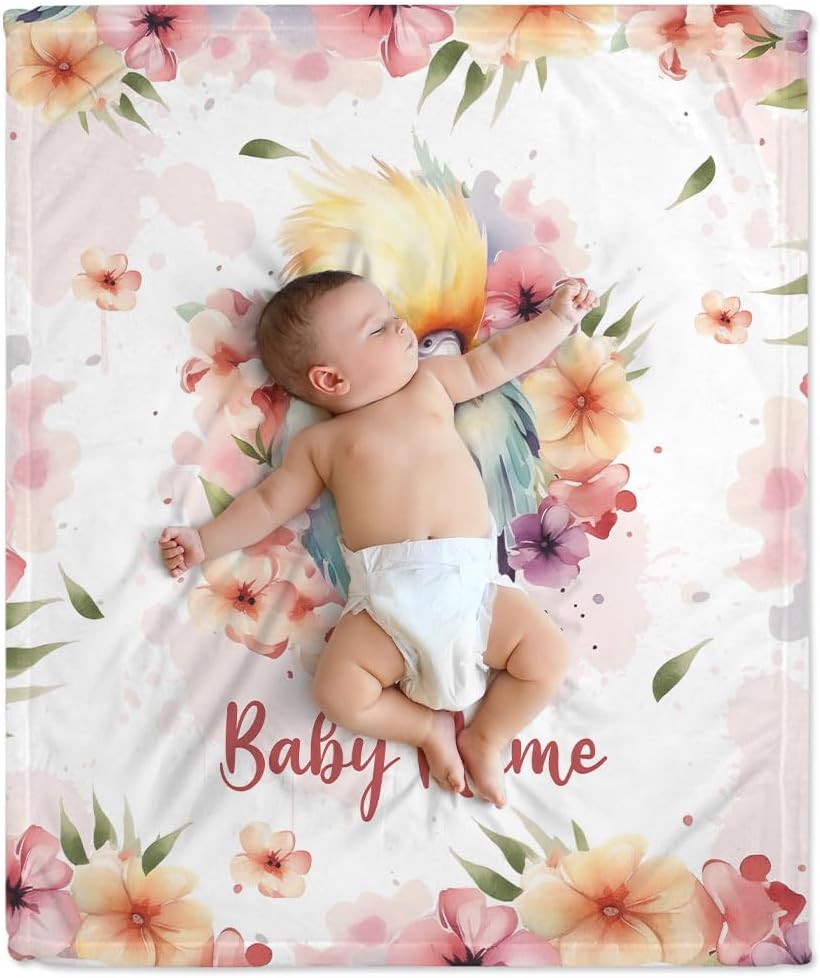 Bird Floral Baby Blanket - Personalized Blanket