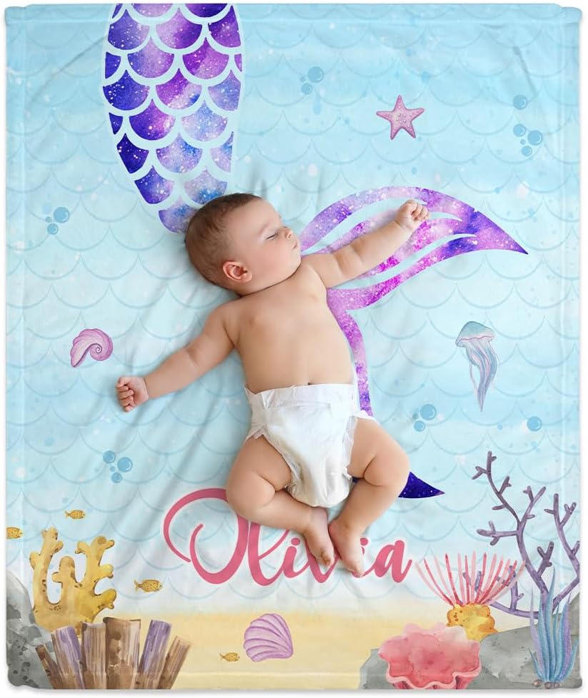 Mermaid Tail Baby Blanket - Personalized Blanket