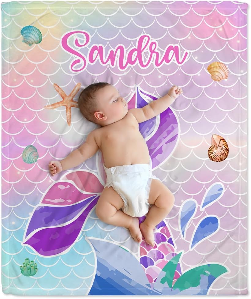Mermaid Tail Baby Blanket - Personalized Blanket