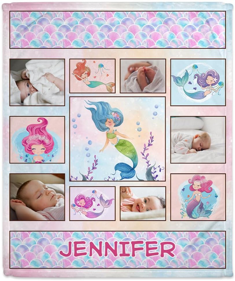 Mermaid Tail Baby Blanket - Personalized Photo Blanket