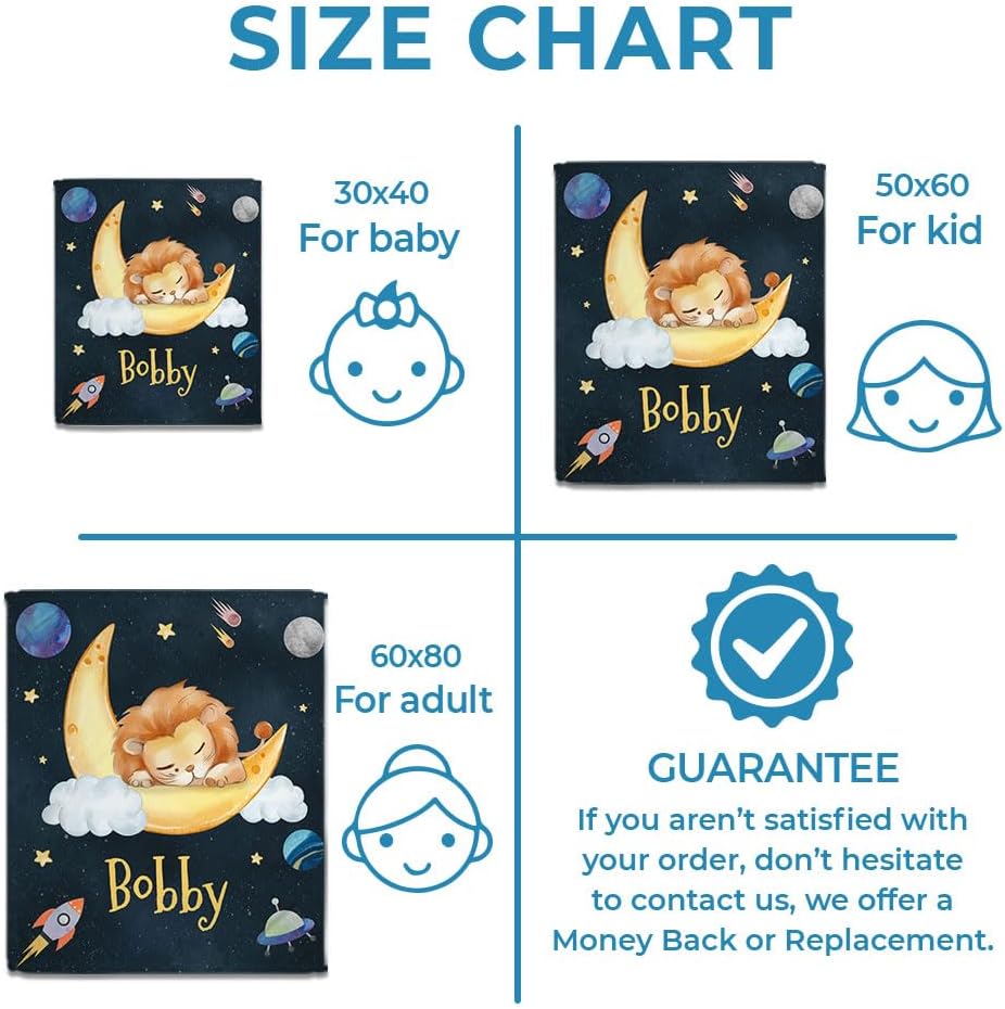 Night Lion Baby Blanket - Personalized Blanket