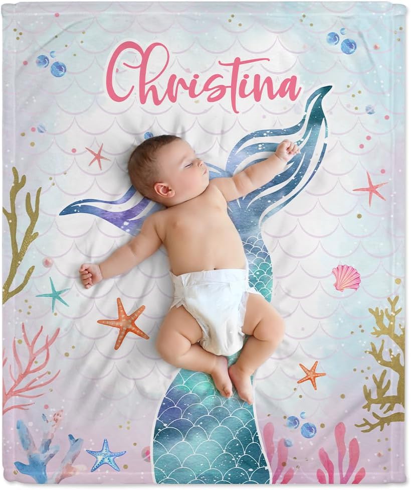 Mermaid Tail Baby Blanket - Personalized Blanket