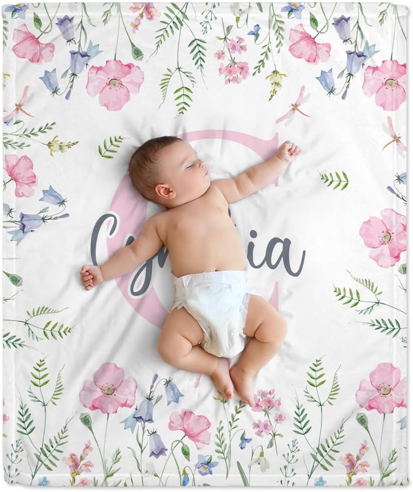 Swaddle Rose Floral Baby Blanket - Personalized Blanket