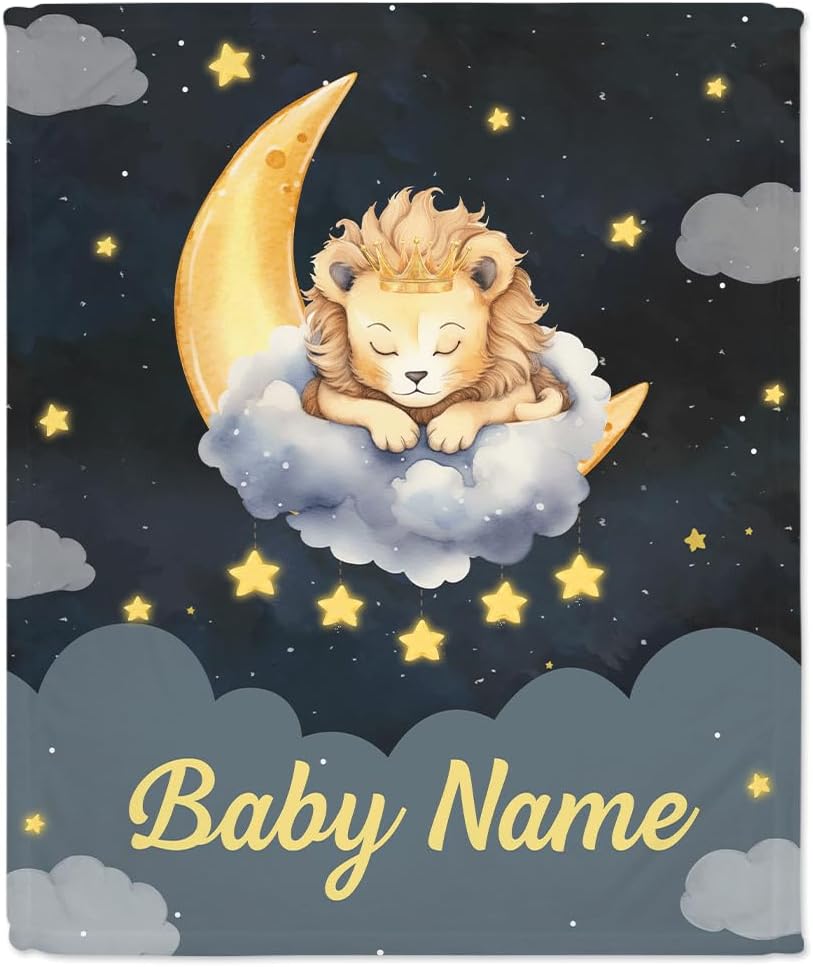 Night Lion Baby Blanket - Personalized Blanket