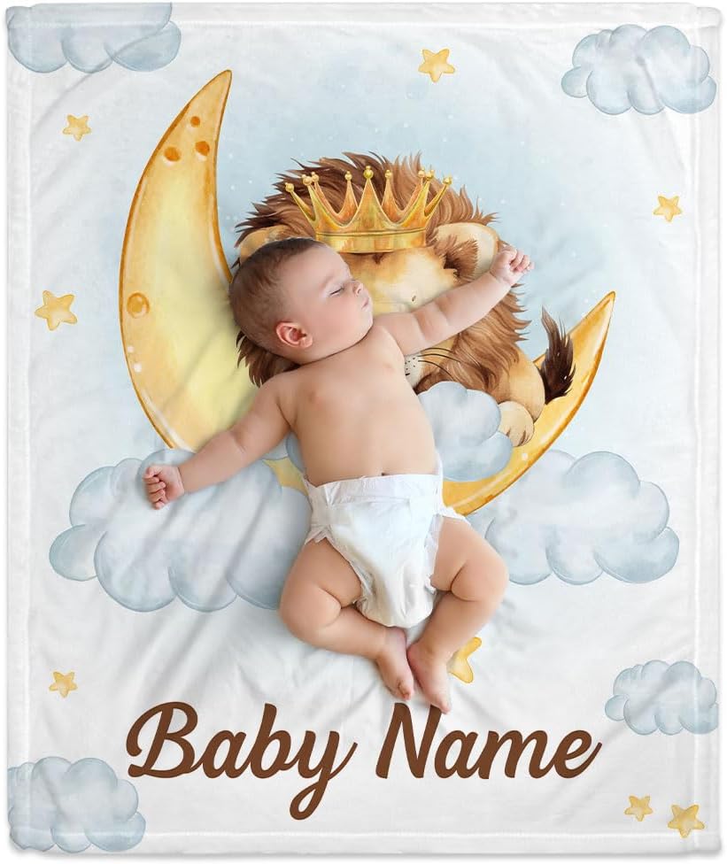 Night Lion Baby Blanket - Personalized Blanket