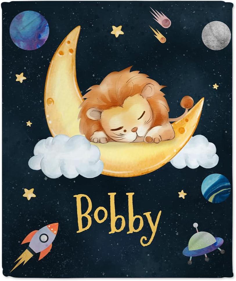 Night Lion Baby Blanket - Personalized Blanket