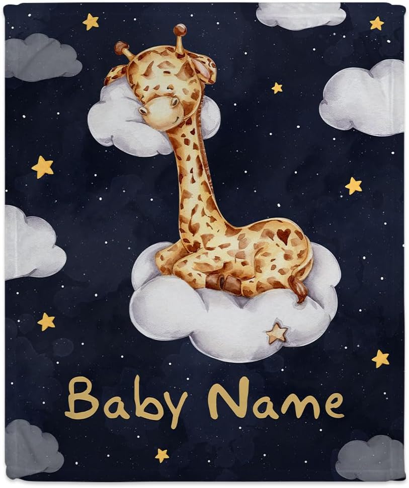Night Giraffe Baby Blanket - Personalized Blanket