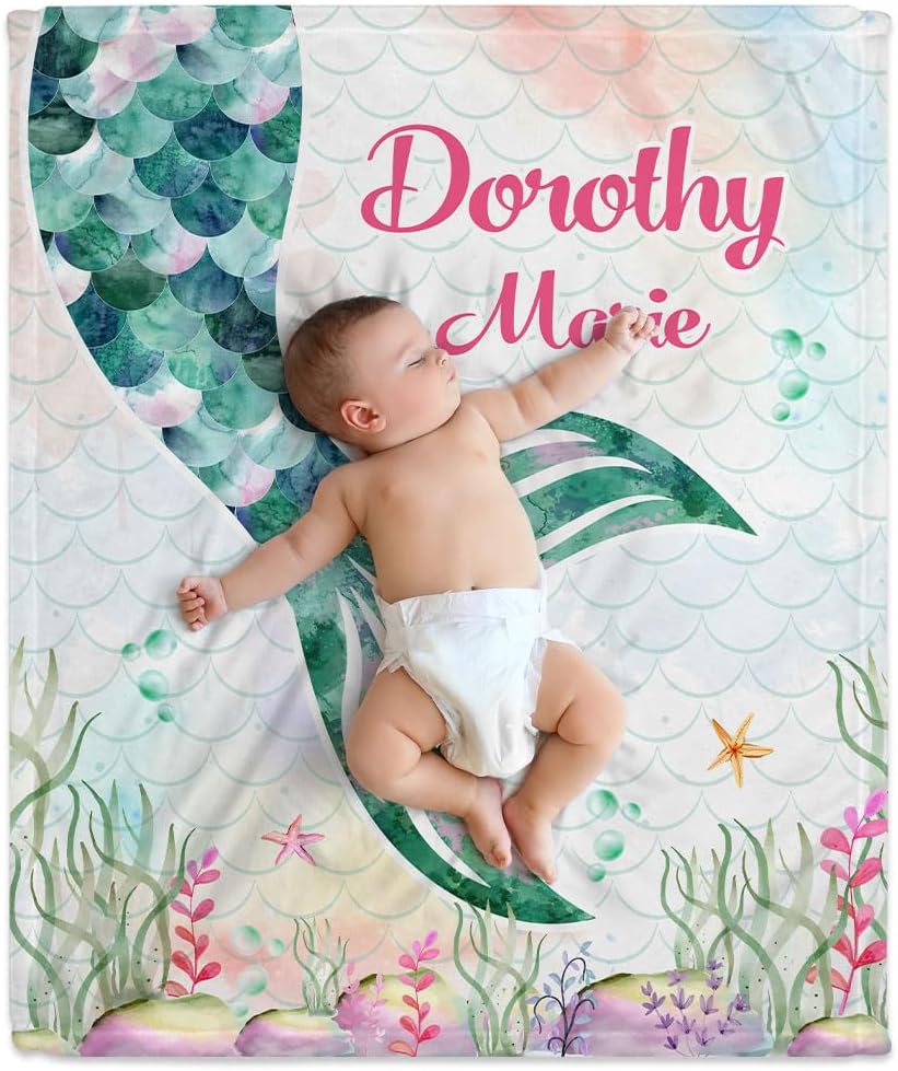Mermaid Tail Baby Blanket - Personalized Blanket