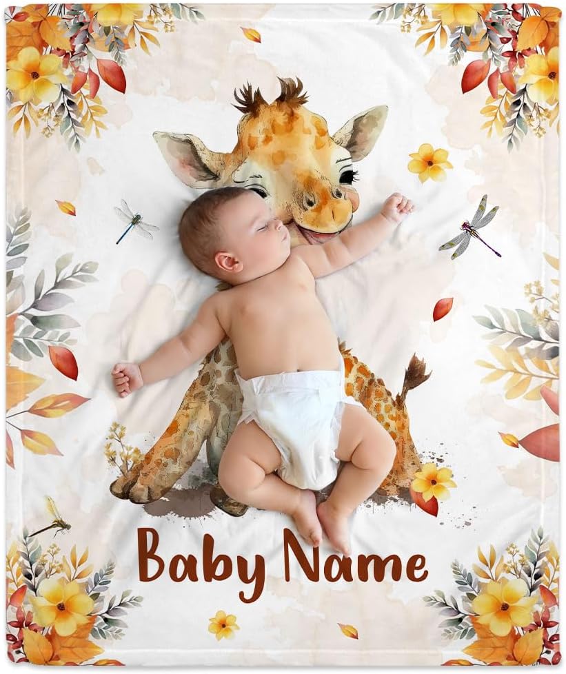 Giraffe Baby Blanket - Personalized Blanket