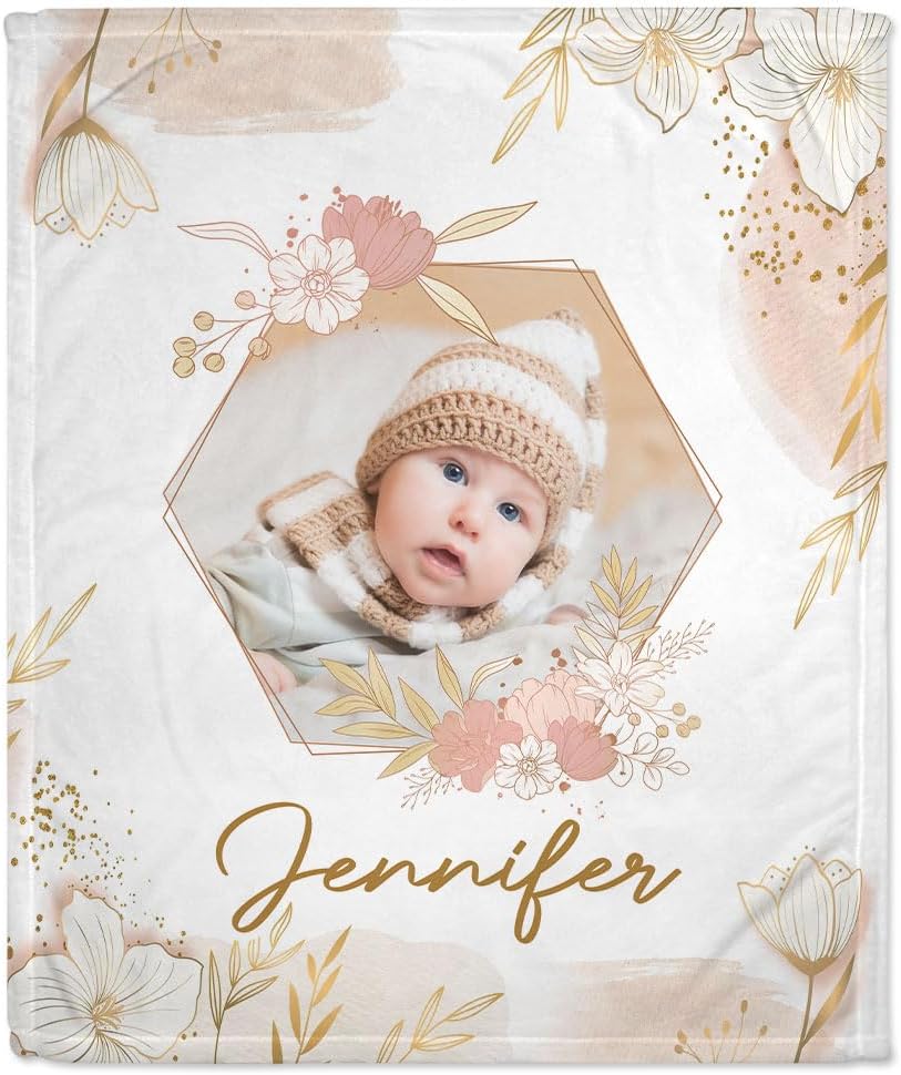 Floral Baby Blanket - Personalized Photo Blanket