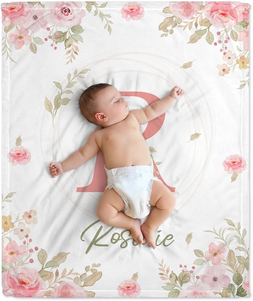 Swaddle Rose Floral Baby Blanket - Personalized Blanket
