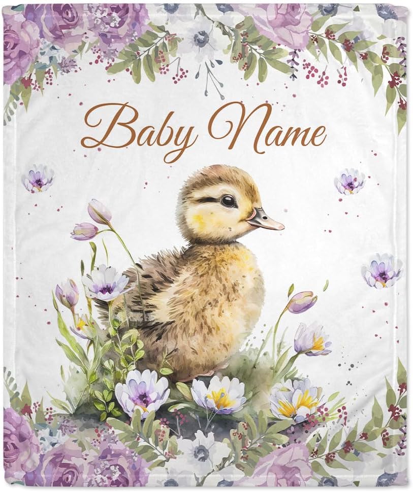 Duck Floral Baby Blanket - Personalized Blanket