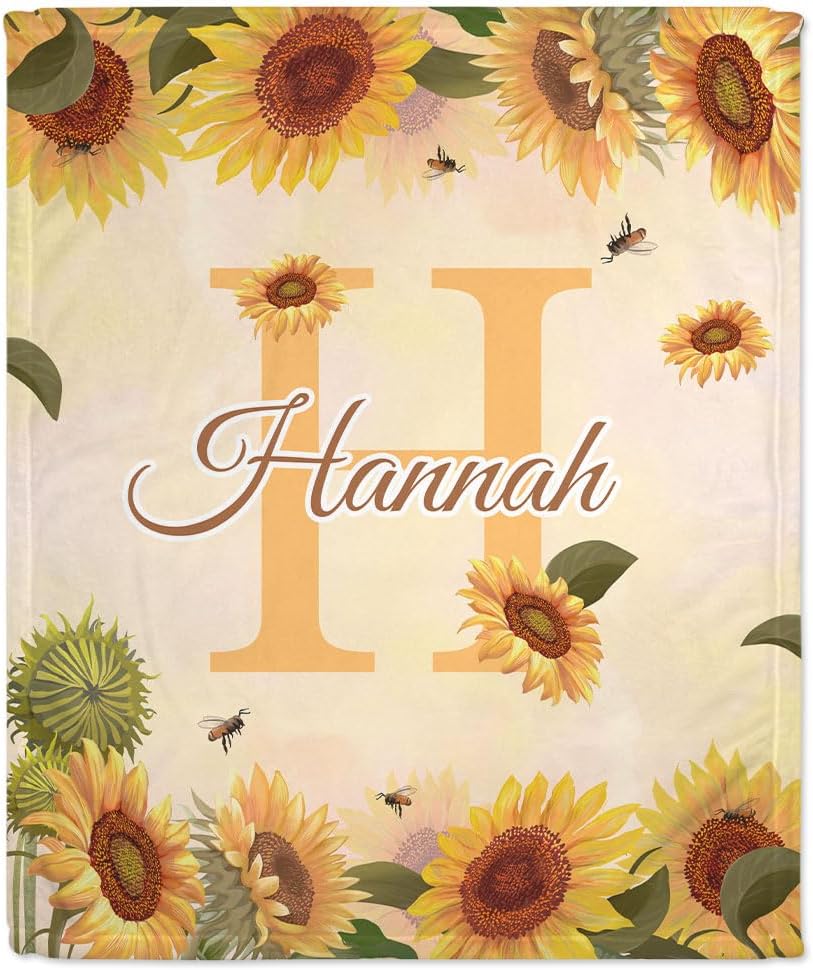 Sunflower Floral Baby Blanket - Personalized Blanket