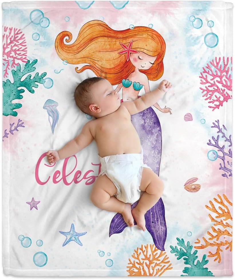 Mermaid Tail Baby Blanket - Personalized Blanket