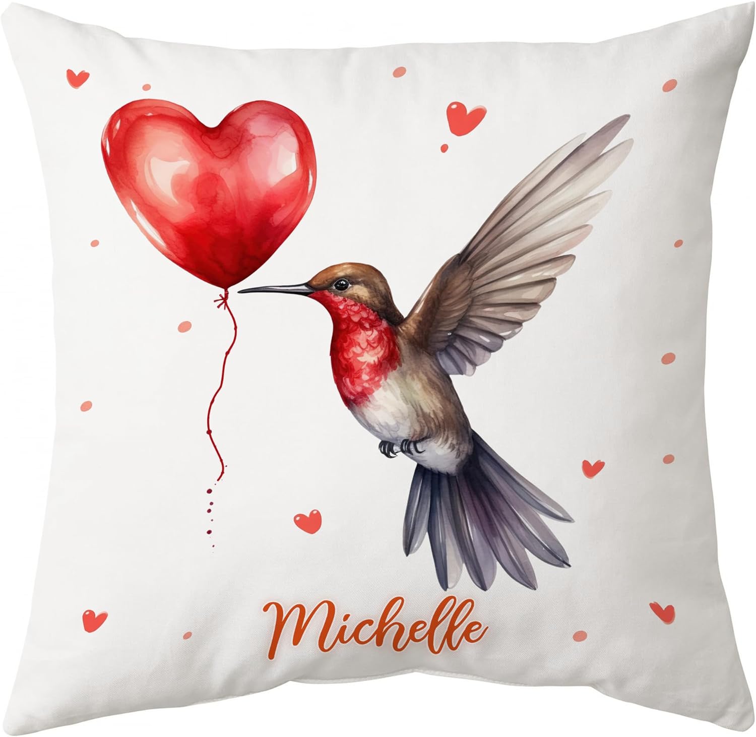 Hummingbird Valentine Pattern - Personalized Pillow (Insert Included)
