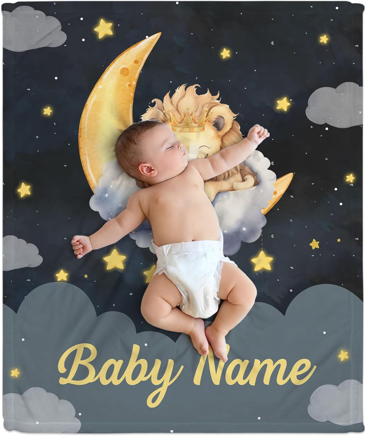 Night Lion Baby Blanket - Personalized Blanket