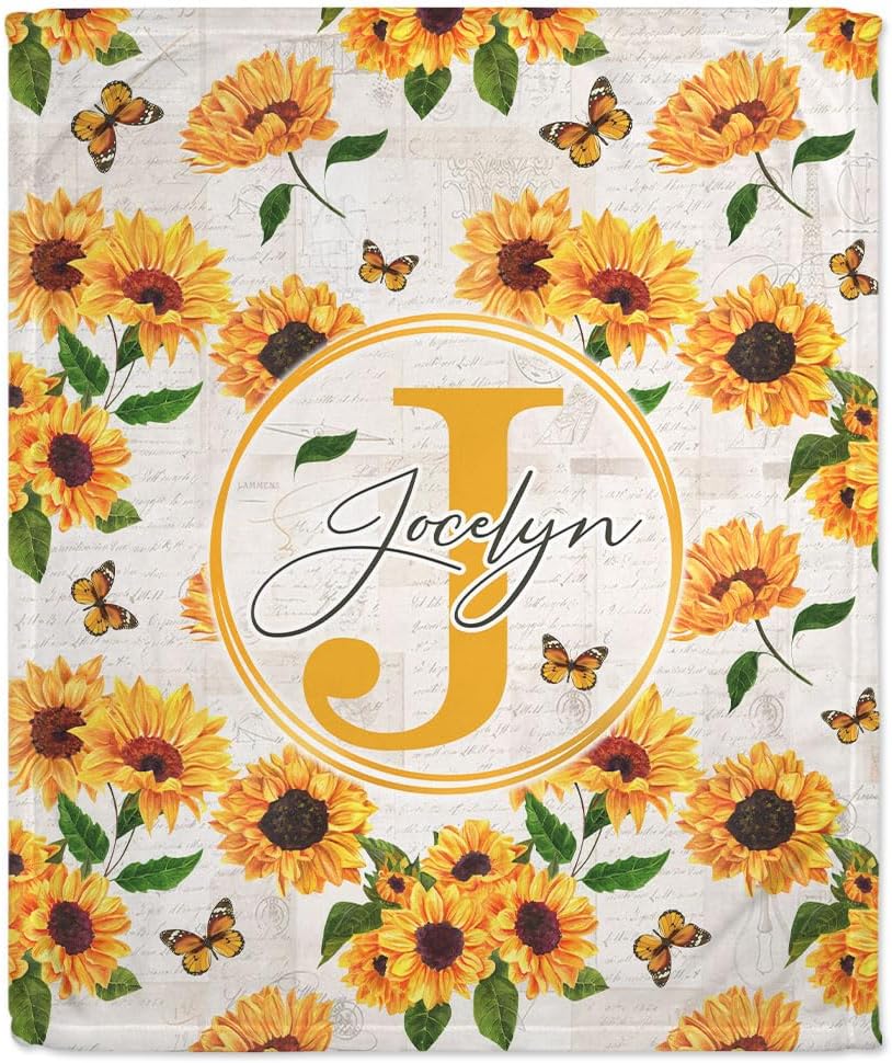 Sunflower Baby Blanket - Personalized Blanket