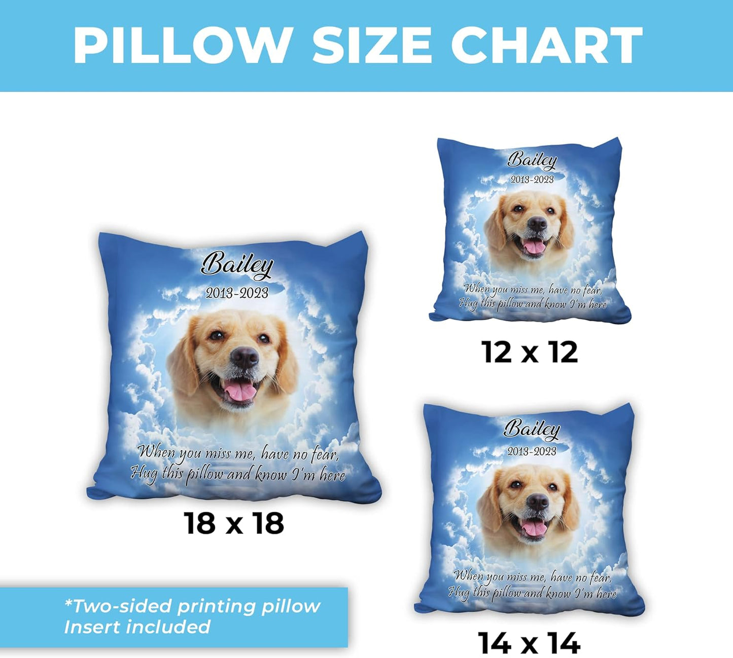 Paw Print Pet Memorial Personalized Pillow with Insert – Custom Name Photo Cushion – Healing Sympathy Gift for Dog Lovers